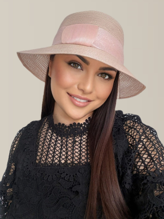 PALARII SOARE - Palarie dama din organza dantelata PALOMA LUX-palarie roz, reglabila