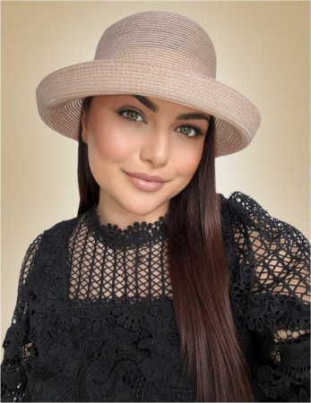 PALARII SOARE LUX - modele 2026 - Palarie dama din organza dantelata AMIRA LUX-palarie roz, reglabila