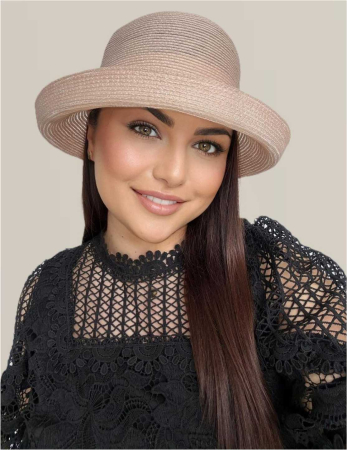 Palarie dama din organza dantelata AMIRA LUX-palarie roz, reglabila [1]