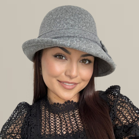 Palarie eleganta cu boruri chic si funda ARONIA (GRI) - marime unica, reglabila [4]