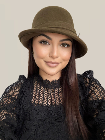 Palarie eleganta cu boruri chic si funda ARONIA (KAKI) - marime unica, reglabila [3]