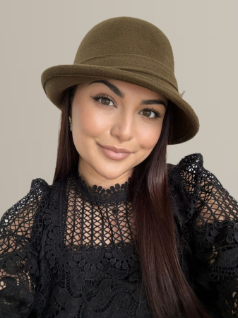 Palarie eleganta cu boruri chic si funda ARONIA (KAKI) - marime unica, reglabila [2]