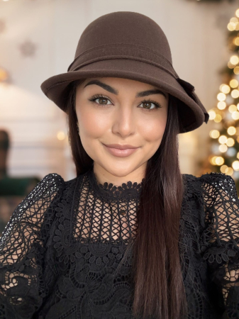 Palarie eleganta cu boruri chic si funda ARONIA (MARO mahon) - marime unica, reglabila [3]