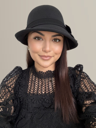 Palarie eleganta cu boruri chic si funda ARONIA (NEGRU) - marime unica, reglabila [3]