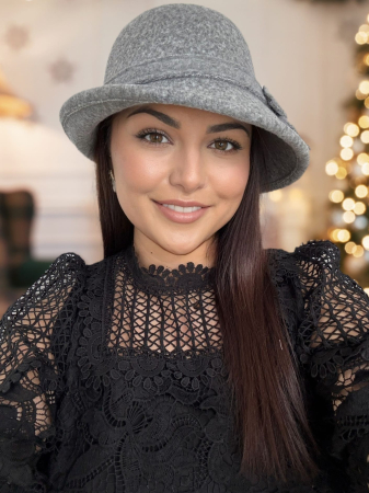 Palarie eleganta cu boruri chic si funda ARONIA (GRI) - marime unica, reglabila [1]