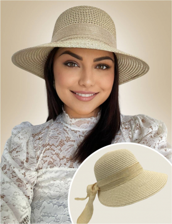 Palarie dama boruri medii tip sapcuta LORELAI-palarie crem, reglabila [2]