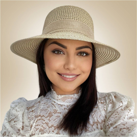 Palarie dama boruri medii tip sapcuta LORELAI-palarie crem, reglabila [3]