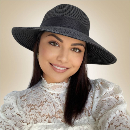 Palarie dama boruri medii tip sapcuta LORELAI-palarie negru, reglabila [3]