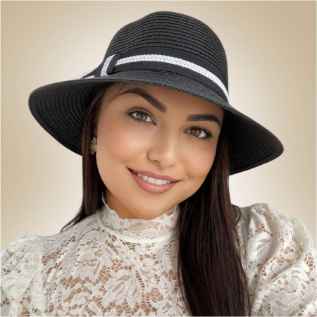 Palarii dama boruri medii Olimpia Lux- palarie negru, reglabila [3]