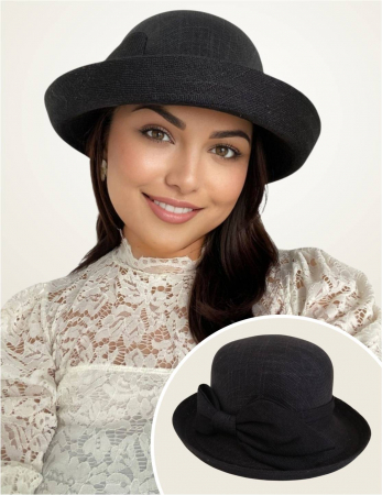 PALARII soare IN - Palarie dama cu boruri rotunde MICHELLE neagra, reglabila