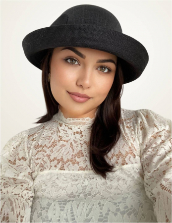 Palarie dama cu boruri rotunde MICHELLE neagra, reglabila [1]