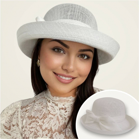 Palarie dama cu boruri rotunde MICHELLE alb, reglabila [2]