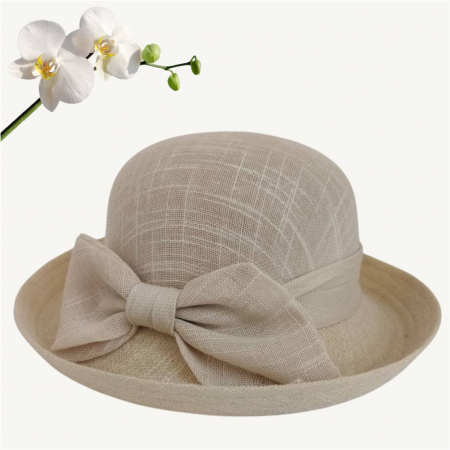 Palarie dama cu boruri rotunde MICHELLE crem, reglabila [3]