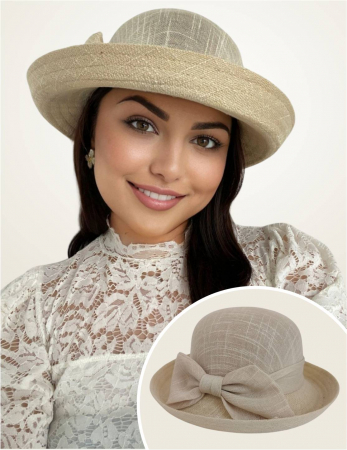 PALARII soare IN - Palarie dama cu boruri rotunde MICHELLE crem, reglabila