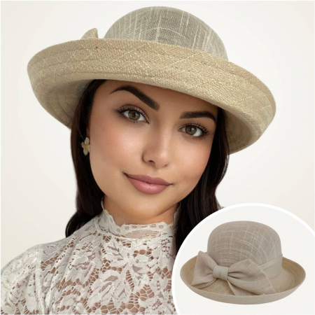 Palarie dama cu boruri rotunde MICHELLE crem, reglabila [2]