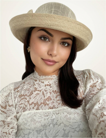 Palarie dama cu boruri rotunde MICHELLE crem, reglabila [1]