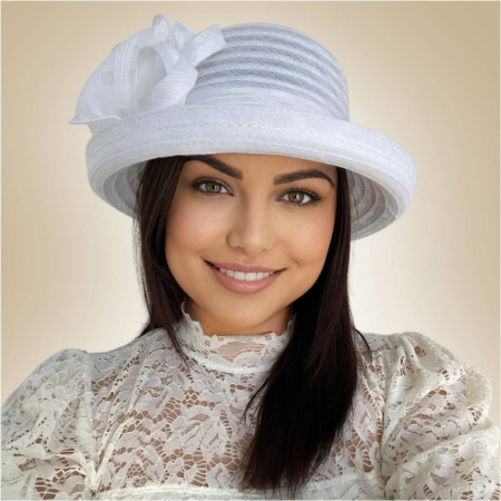 Palarie dama boruri cu boruri rulate CARLA-palarie alb, reglabila [2]