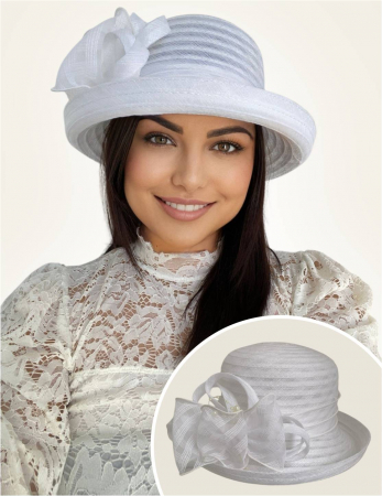 Palarie dama boruri cu boruri rulate CARLA-palarie alb, reglabila [1]