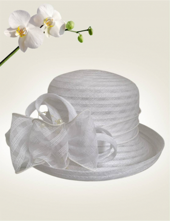 Palarie dama boruri cu boruri rulate CARLA-palarie alb, reglabila [3]