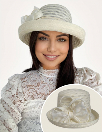 Palarie dama boruri cu boruri rulate CARLA-palarie crem, reglabila [1]