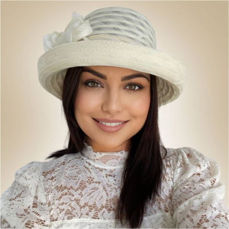 Palarie dama boruri cu boruri rulate CARLA-palarie crem, reglabila [2]