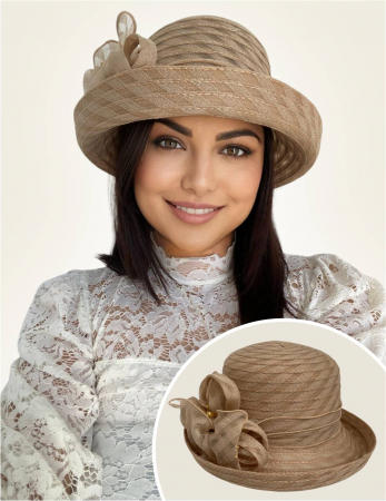 Palarie dama boruri cu boruri rulate CARLA-palarie maro, reglabila [1]