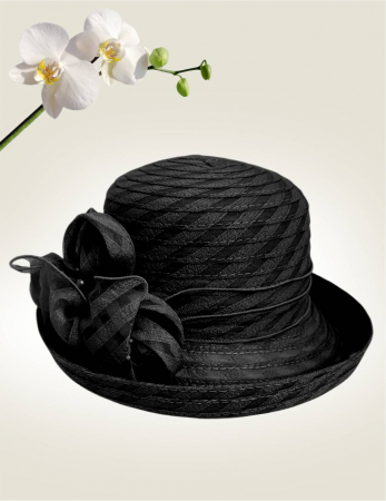 Palarie dama boruri cu boruri rulate CARLA-palarie negru, reglabila [3]