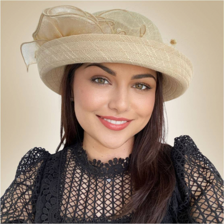 Palarie dama boruri rulate Elenia-palarie crem, reglabila [1]