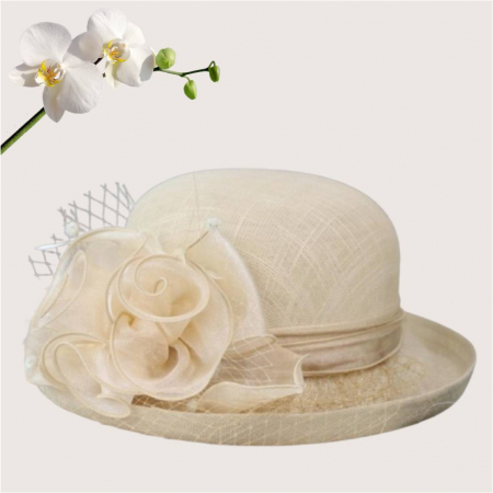Palarie dama boruri rulate Elenia-palarie crem, reglabila [2]
