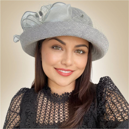 Palarie dama boruri rulate Elenia-palarie gri, reglabila [1]