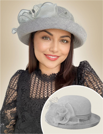 PALARII soare IN - Palarie dama boruri rulate Elenia-palarie gri, reglabila