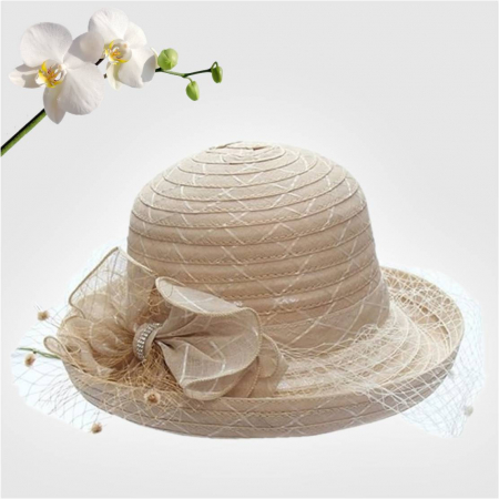 Palarie dama din organza cu voaleta CELESTIA crem, reglabila [2]
