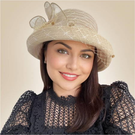 Palarie dama din organza cu voaleta CELESTIA crem, reglabila [1]