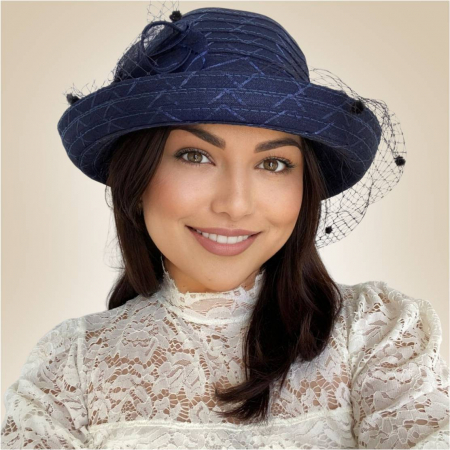Palarie dama din organza cu voaleta CELESTIA CHIC bleumarin, reglabila [2]