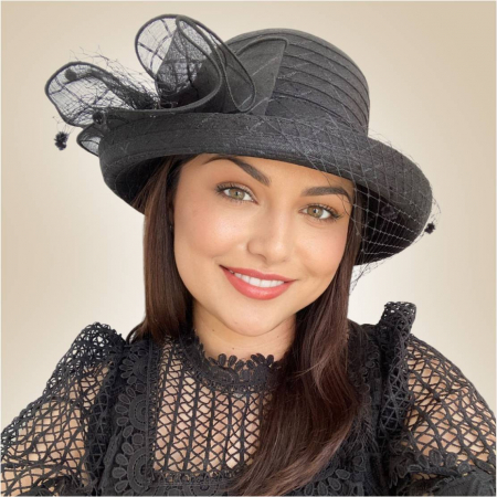 Palarie dama din organza cu voaleta CELESTIA negru, reglabila [1]