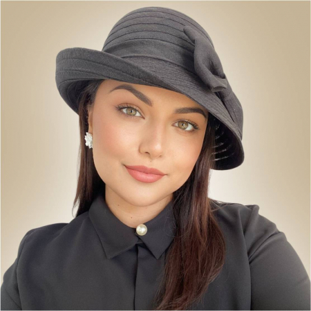 Palarie dama din organza dantelata ELIZE LUX-palarie negru, reglabila [1]