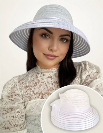 PALARII dama soare - AUDREY LUX - Palarie dama din organza si dantela AUDREY alb, reglabila