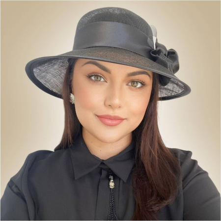 Palarie dama boruri medii LADY ROSE-palarie neagra, reglabila [2]
