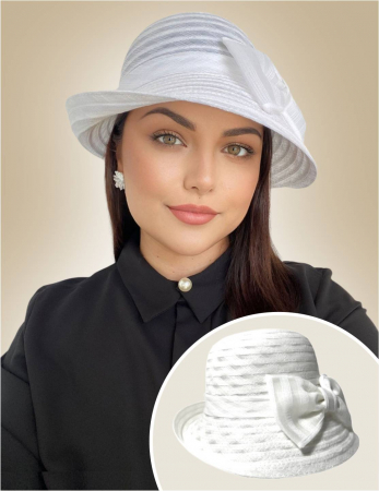 PALARII vara ALBE - Palarie dama din organza dantelata ELIZE LUX-palarie alba, reglabila