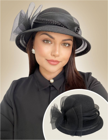 PALARII soare RAFIE - Palarie dama din crinolina pe margine MISS AMERICA-palarie negru, reglabila