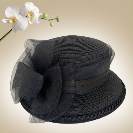 Palarie dama din crinolina MISS AMERICA negru, reglabila [2]