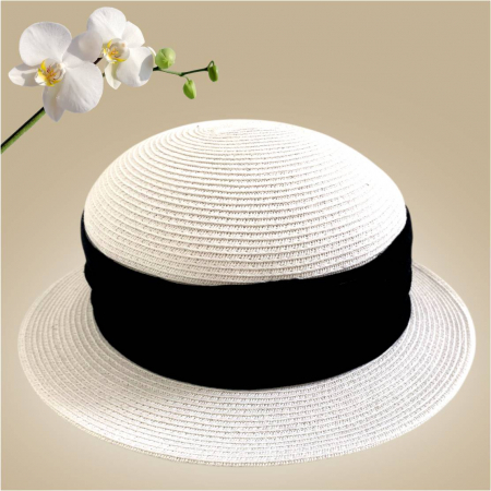 Palarie dama  tip canotiera ZINA CHIC -palarie alb, reglabila [2]