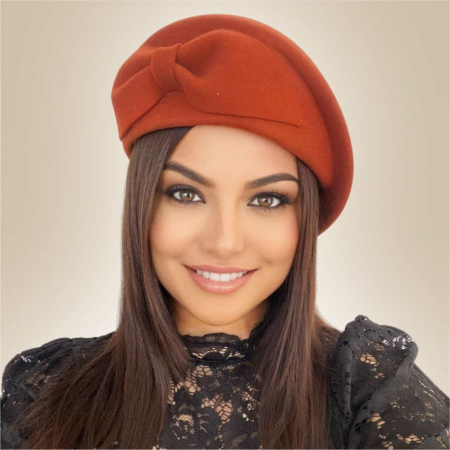 Palarie toca din fetru lux cu funda eleganta PRINCESS LUX (CARAMIZIU) - marime unica, reglabila [2]
