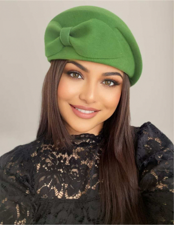 Palarie toca din fetru lux cu funda eleganta PRINCESS LUX (VERDE aprins) - marime unica, reglabila [1]
