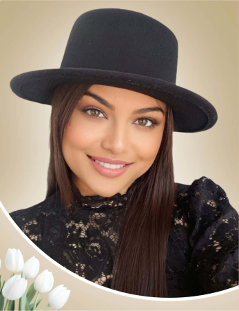 PALARII FEMEI - Palarii dama cu boruri drepte si rotunde MISS CASTILLIA (NEGRU) - marime unica, reglabila