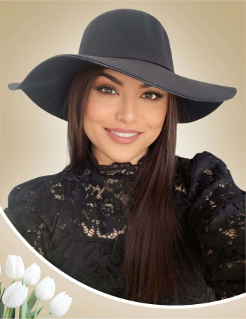 PALARII FEMEI - Palarii dama cu boruri mari MISS ROMA (NEGRU+ 5 culori) - marime unica, reglabila