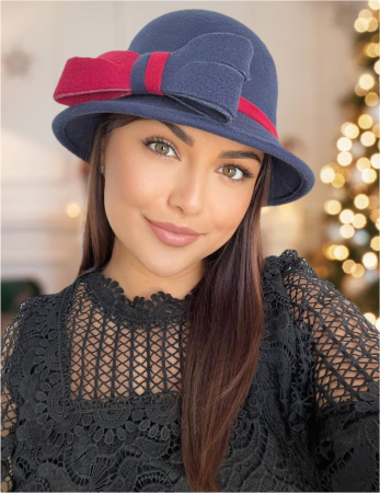 PALARII dama BLEUMARIN - Palarie dama fetru Rose-palarie neagra, palarie reglabila