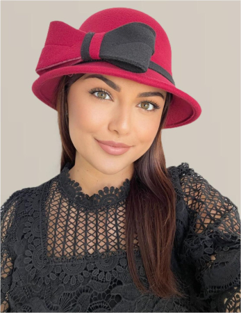 Palarie dama fetru Rose-palarie neagra, palarie reglabila [1]