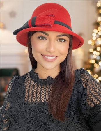 Palarie dama fetru Rose-palarie neagra, palarie reglabila [1]