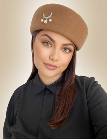 PALARII dama MARO CAPPUCCINO - Palarie dama toca ROYAL LUX -palarie maro, reglabila